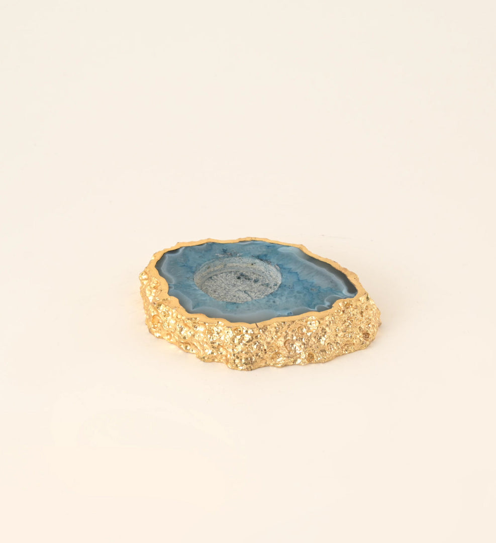 AGATE TEA LIGHT HOLDER - BLUE