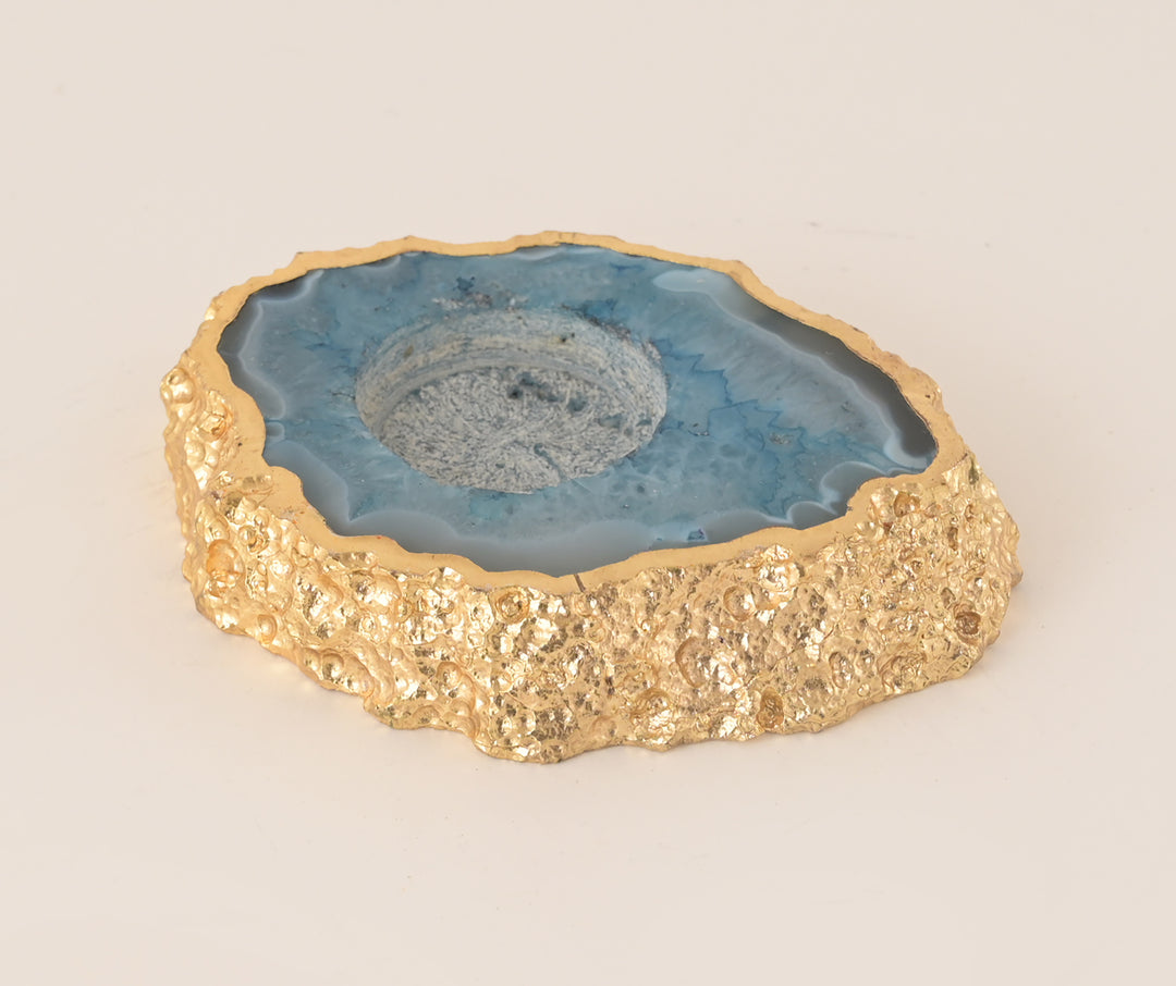 AGATE TEA LIGHT HOLDER - BLUE