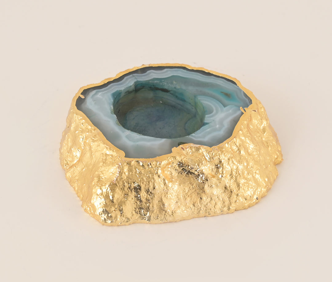 AGATE TEA LIGHT HOLDER - GREEN