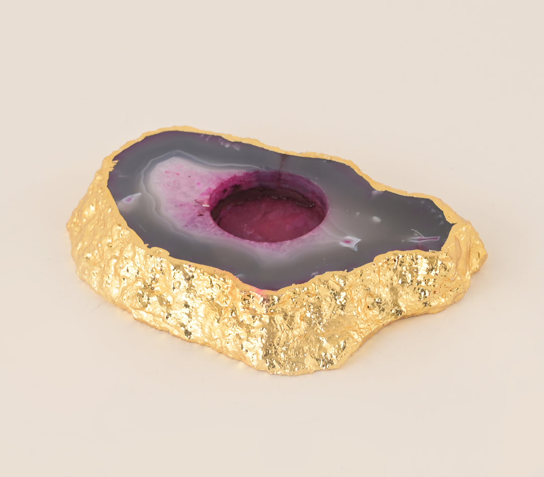 AGATE TEA LIGHT HOLDER - PINK