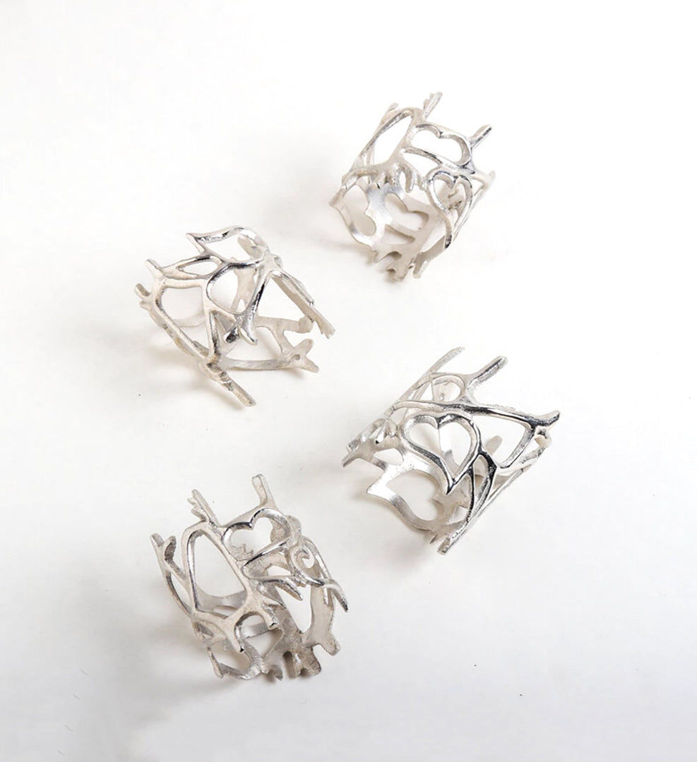 TWIG NAPKIN RING SILVER - SET OF 4