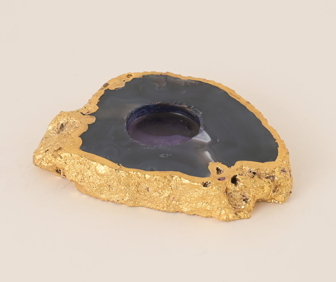 AGATE TEA LIGHT HOLDER - PURPLE